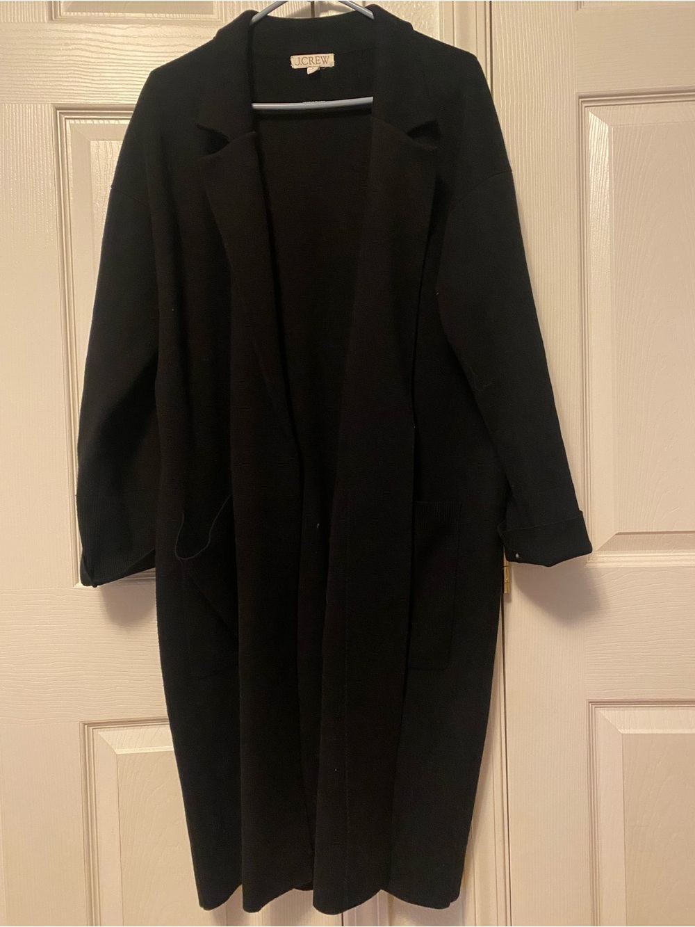 J. Crew Black Long Open Front Wool Blend sweater/coat